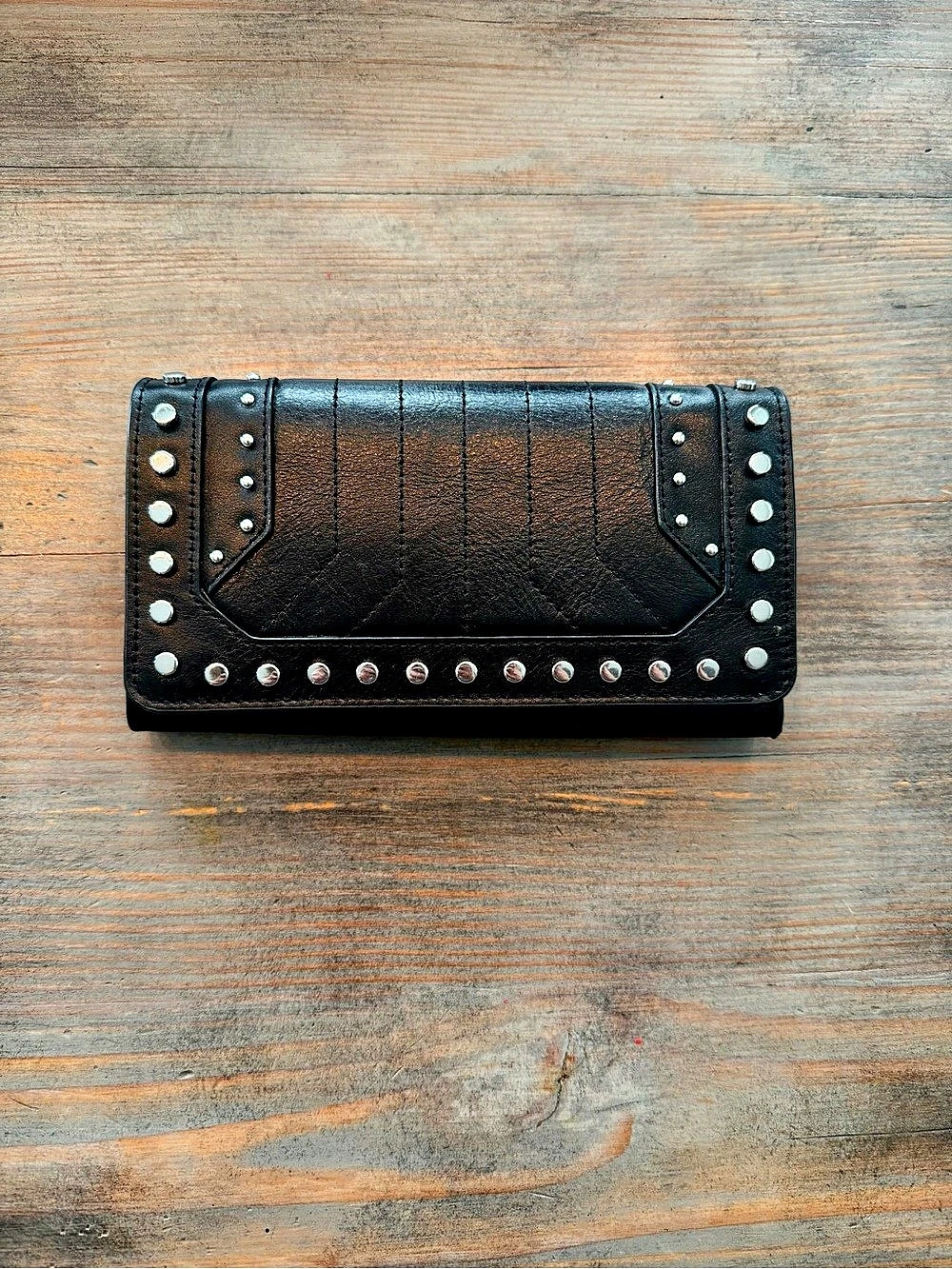 Zara Studded Crossbody Clutch in Black